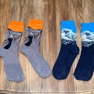 Artistic Wave and Scream Men's Socks Set - Orange, Blue, and Gray